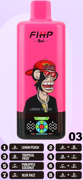 FIHP 8in1 vape u pink boji s Lemon Peach okusom