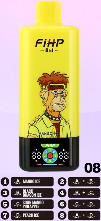 FIHP 8in1 vape u žutoj boji s Mango Ice okusom